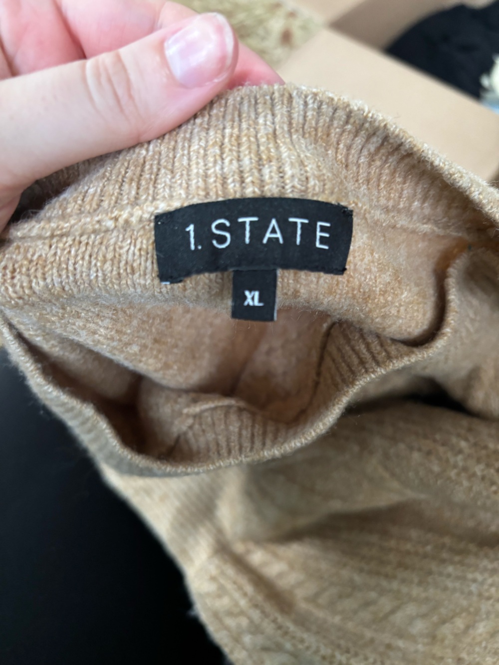1.STATE Tan Ribbed Knit Pullover